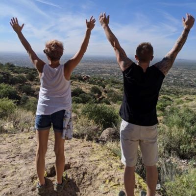Hiking the Superstition Mountain in Arizona with my youngest of 3 sons